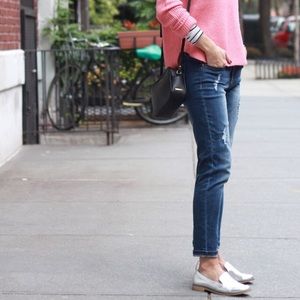 Sole society silver metallic loafers